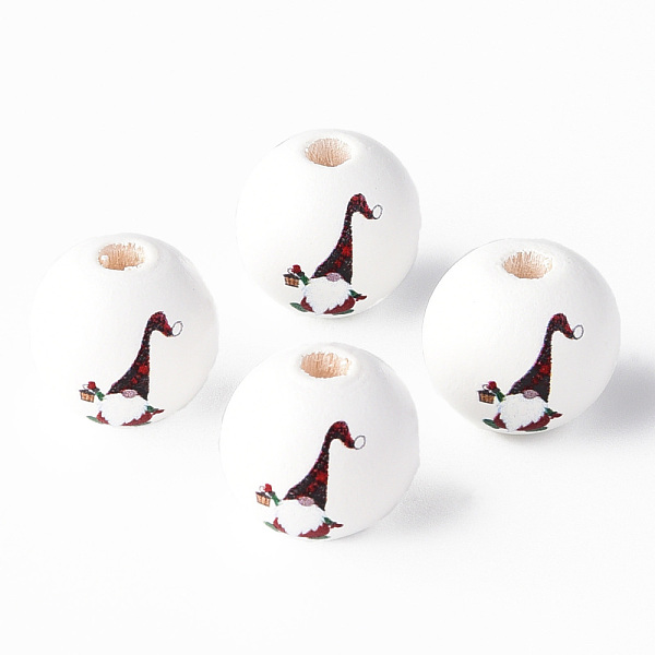

PandaHall Painted Natural Wood Round Beads, Father Christmas, Red, 16x15mm, Hole: 4mm Schima Wood Round Red