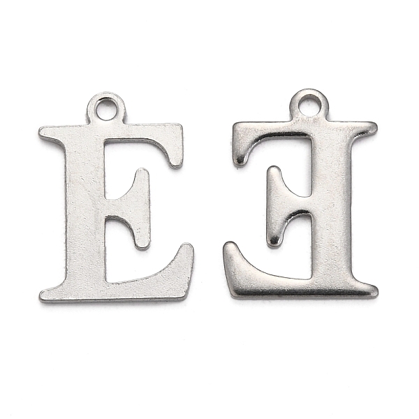 

PandaHall 304 Stainless Steel Alphabet Charms, Stainless Steel Color, Letter.E, 12x9x1mm, Hole: 1mm 304 Stainless Steel Letter E