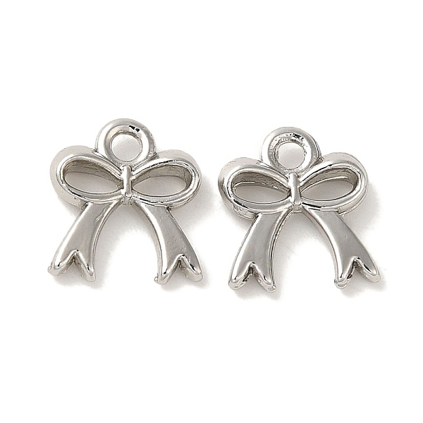 

PandaHall Rack Plating Alloy Pendants, Cadmium Free & Nickel Free & Lead Free, Bowknot, Platinum, 10.5x9.5x3mm, Hole: 1.6mm Alloy Bowknot