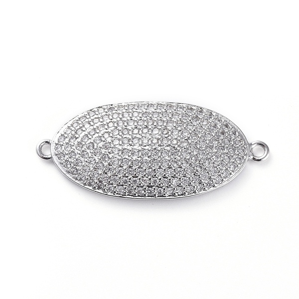 

PandaHall Brass Micro Pave Cubic Zirconia Links connectors, Oval, Clear, Platinum, 31x13.5x3mm, Hole: 1.4mm Brass+Cubic Zirconia Oval Clear