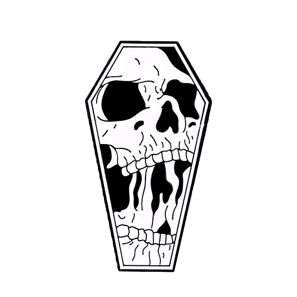 

PandaHall Halloween Creative Horror Skull Punk Alloy with Enamel Brooch, White, 30x22mm Alloy+Enamel Skull White