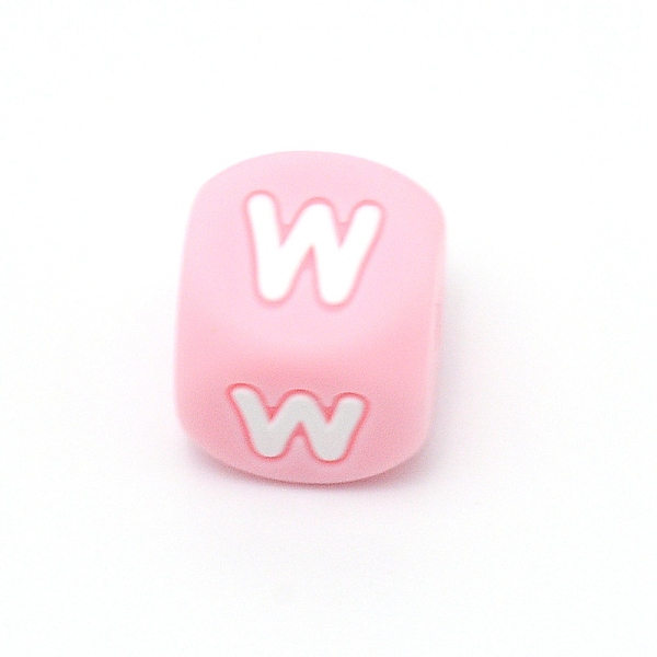 

PandaHall Silicone Alphabet Beads for Bracelet or Necklace Making, Letter Style, Pink Cube, Letter.W, 12x12x12mm, Hole: 3mm Silicone Letter...