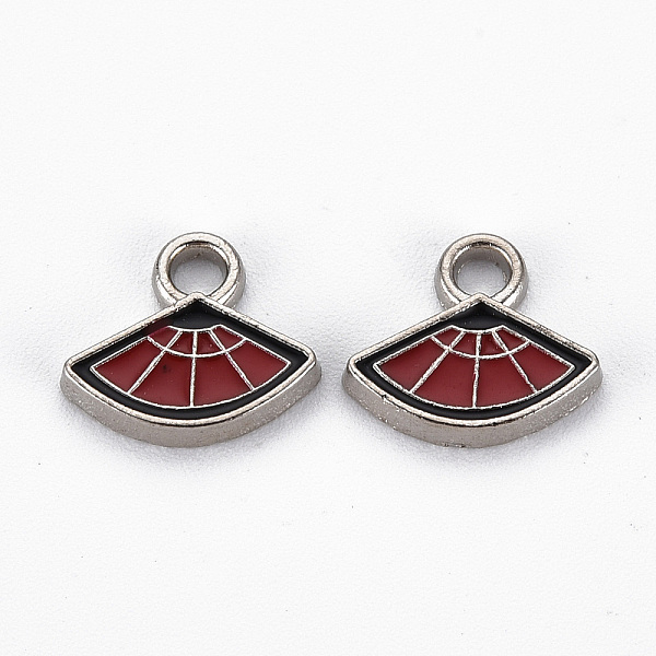 

PandaHall Rack Plating Alloy Enamel Charms, Cadmium Free & Lead Free, Platinum, Fan, Brown, 11x12.5x2mm, Hole: 2mm Alloy+Enamel Fan Brown