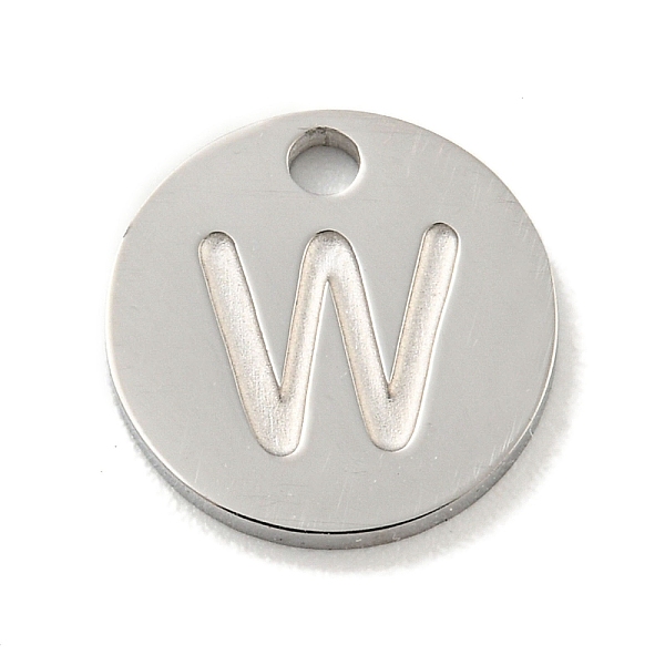 

PandaHall 304 Stainless Steel Pendants, Laser Cut, Flat Round with Letter Charm, Stainless Steel Color, Letter W, 10x1mm, Hole: 1.4mm 304...
