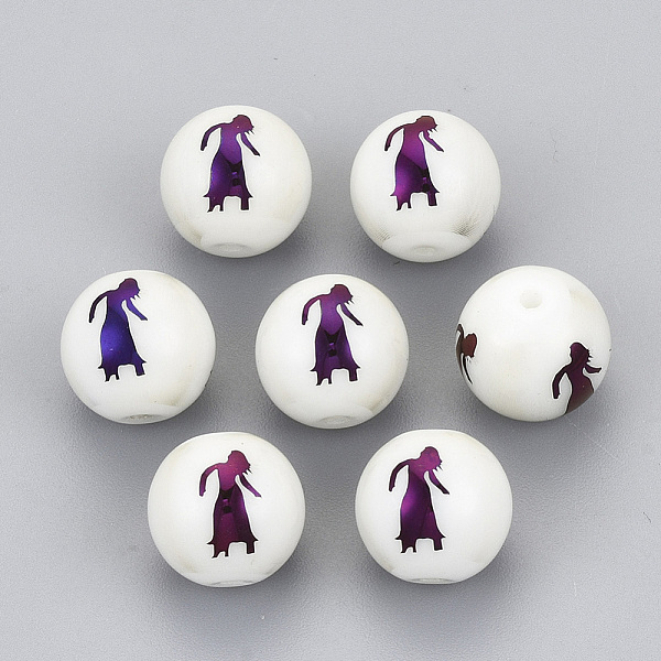 

PandaHall Electroplate Glass Beads, Round with Constellations Pattern, Purple Plated, Virgo, 10mm, Hole: 1.2mm Glass Virgo