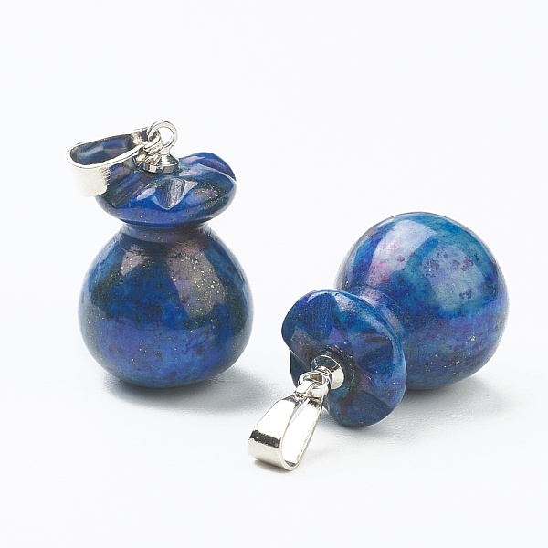 

PandaHall Natural Lapis Lazuli Pendants, with Platinum Brass Findings, Lucky Bag, Dyed, 20.5x13mm, Hole: 2.5x6mm Lapis Lazuli Bag