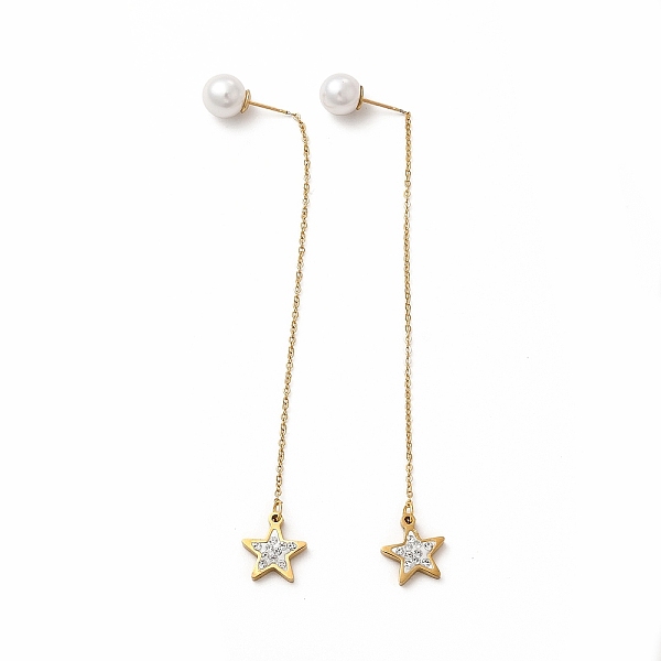 

PandaHall Rhinestone Geometry Dangle Stud Earrings, Vacuum Plating 304 Stainless Steel Chain Tassel Long Drop Earrings for Women, Golden..., Clear