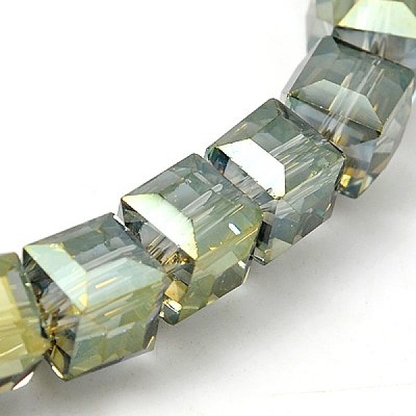 

PandaHall Electorplated Glass Beads, Rainbow Plated, Faceted, Cube, Dark Sea Green, 9x9x9mm, Hole: 1mm Glass Cube Green