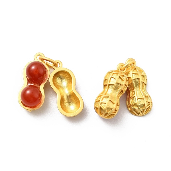 

PandaHall Natural Carnelian Brass Pendants, Cadmium Free & Lead Free, with Jump Rings, Peanut Charms, Matte Gold Color, 21.5mm, Pendant...