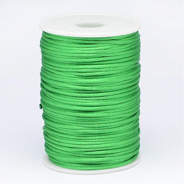 

PandaHall Polyester Cord, Satin Rattail Cord, for Beading Jewelry Making, Chinese Knotting, Green, 2mm, about 100yards/roll Polyester Green