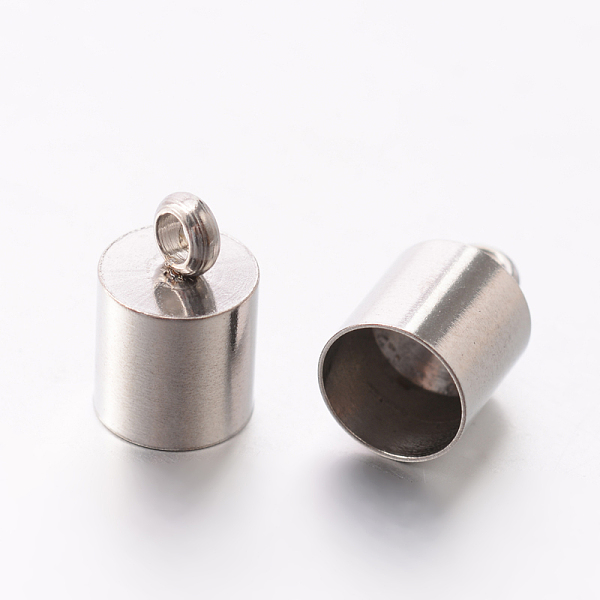 

PandaHall 201 Stainless Steel Cord Ends, End Caps, Stainless Steel Color, 10x6.5mm, Hole: 2mm, 6mm inner diameter 201 Stainless Steel