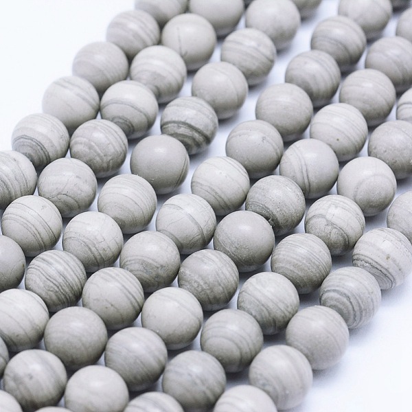 

PandaHall Natural Silver Line Jasper Beads Strands, Round, 6mm, Hole: 1mm Silver Line Jasper Round White