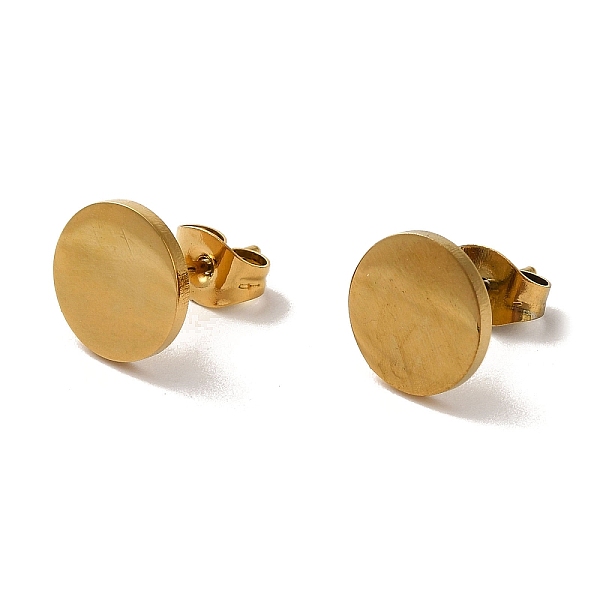 

PandaHall Vacuum Plating 304 Stainless Steel Stud Earrings, Plain Flat Round, Golden, 9mm 304 Stainless Steel Flat Round