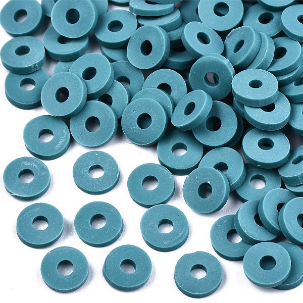 

PandaHall Handmade Polymer Clay Beads, for DIY Jewelry Crafts Supplies, Disc/Flat Round, Heishi Beads, Dark Cyan, 6x1mm, Hole: 2mm, about...