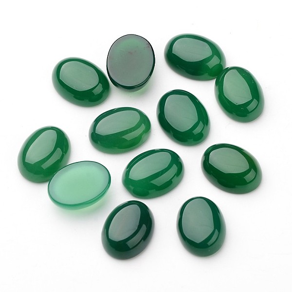 

PandaHall Grade A Natural Green Agate Oval Cabochons, Dyed, Dark Green, 20x15x7.5mm Natural Agate Oval Green