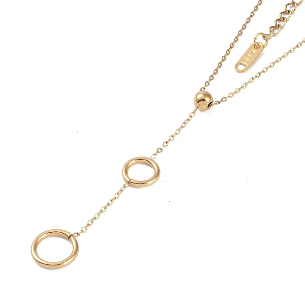 

PandaHall Ion Plating(IP) 304 Stainless Steel Cable Chain Necklaces, Ring & Round Pendant Necklaces for Women, Real 18K Gold Plated, 15.35...