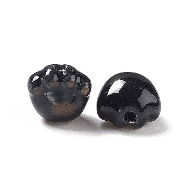 

PandaHall Handmade Printed Porcelain Beads, Cat Paw Prints, Black, 12x12x9mm, Hole: 2mm Porcelain Others Black