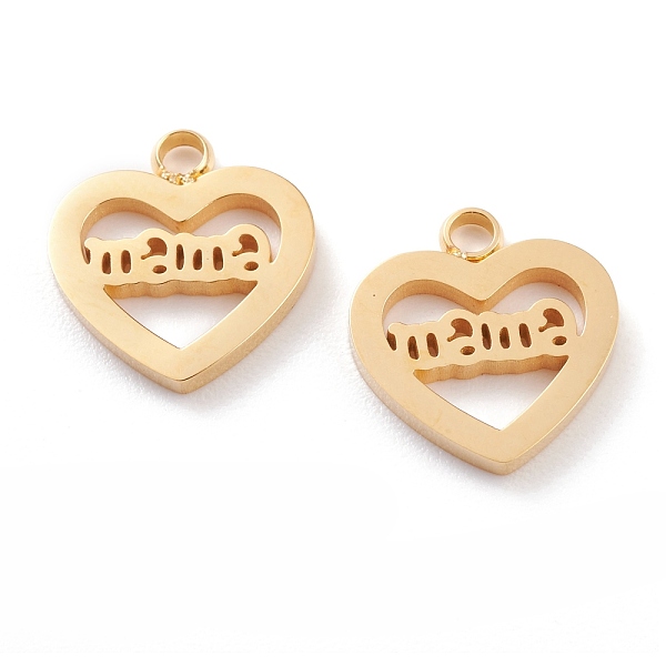 

PandaHall Ion Plating(IP) 304 Stainless Steel Charms, Laser Cut, Heart with Word Mama, for Mother's Day, Golden, 13x12x1.5mm, Hole: 1.6mm...