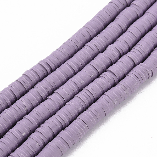 

PandaHall Handmade Polymer Clay Bead Strands, Heishi Beads, Disc/Flat Round, Plum, 6x0.5~1mm, Hole: 2mm, about 320~447pcs/strand, 15.74..., Purple