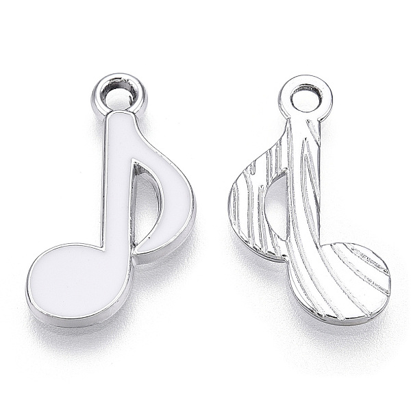 

PandaHall Alloy Pendants, with Enamel, Musical Note, Platinum, White, 20x12x2mm, Hole: 1.8mm Alloy+Enamel Musical Note White