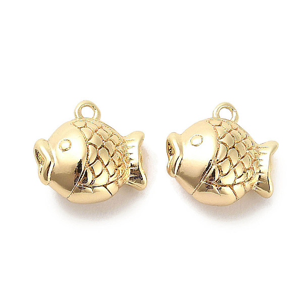 

PandaHall Brass Charms, Fish, Real 18K Gold Plated, 9x10x5.5mm, Hole: 1mm Brass Fish
