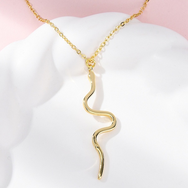 Brass Snake Pendant Cable Chain Necklaces for Women