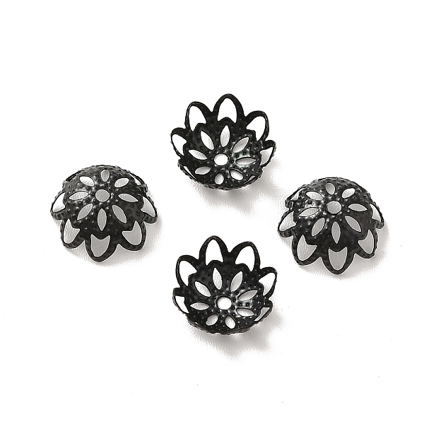

PandaHall 304 Stainless Steel Flower Fancy Bead Caps, Multi-Petal, Electrophoresis Black, 10x9x4.5mm, Hole: 1mm 304 Stainless Steel