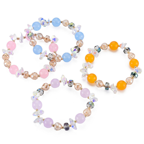 

PandaHall Faceted Glass Beads Stretch Bracelets, Womens Fashion Handmade Jewelry, Mixed Color, Inner Diameter: 1-7/8 inch(4.7cm) Glass..., Multicolor