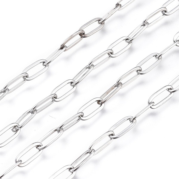 

PandaHall 304 Stainless Steel Cable Chains, Paperclip Chains, Drawn Elongated Cable Chains, Soldered, with Spool, Stainless Steel Color...