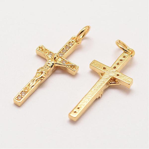 

PandaHall Brass Micro Pave Grade AAA Cubic Zirconia Pendants, Long-Lasting Plated, Cross, Cadmium Free & Nickel Free & Lead Free, Real 18K...