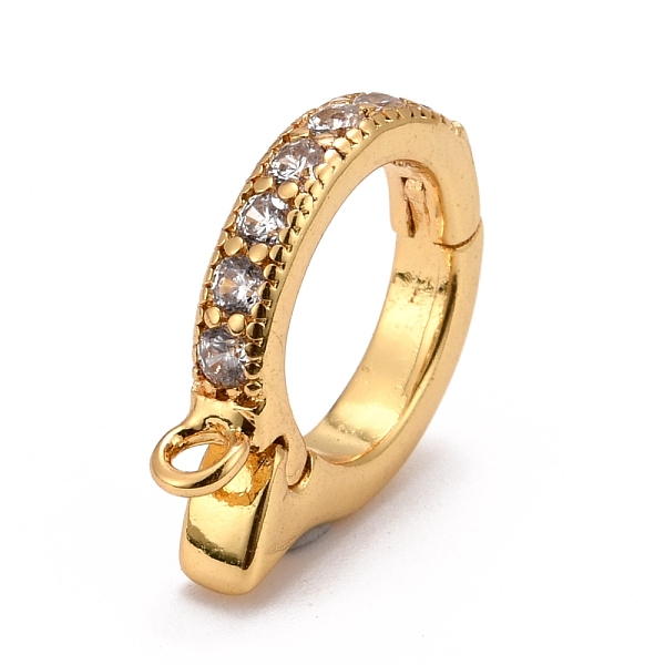 

PandaHall Brass Micro Pave Clear Cubic Zirconia Hoop Earring Findings, with Vertical Loops, Long-Lasting Plated, Round Ring, Real 18K Gold...