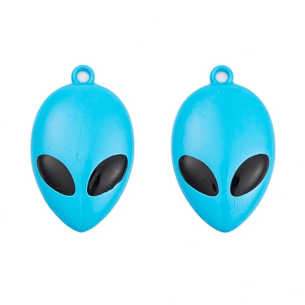 

PandaHall Spray Painted Alloy Pendants, Extra-terrestrial, Deep Sky Blue, 33x20x5mm, Hole: 2mm Alloy Others