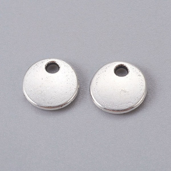 PandaHall Alloy Pendants, Stamping Blank Tags, Cadmium Free & Lead Free, Flat Round, Antique Silver, 8x1.5mm Alloy Flat Round