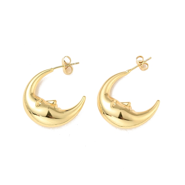 

PandaHall Rack Plating Brass Crescent Moon Stud Earrings for Women, Cadmium Free & Lead Free, Real 18K Gold Plated, 25.5x7.7mm, Pin: 0.8mm...