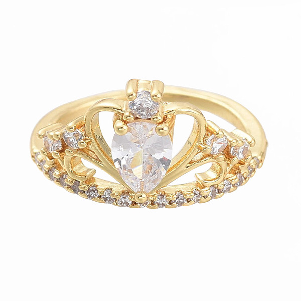 

PandaHall Adjustable Brass Micro Pave Clear Cubic Zirconia Cuff Rings, Open Rings, Heart, Real 18K Gold Plated, Size 7, Inner Diameter: 17mm...