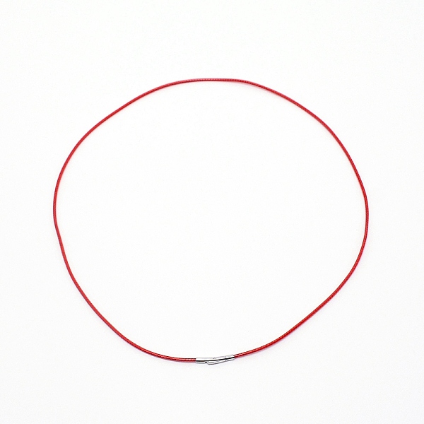 

PandaHall Polyester Waxed Cords Necklace Making, with 304 Stainless Steel Bayonet Clasps, Stainless Steel Color, Red, 61x0.2cm 304 Stainless...