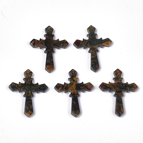 

PandaHall Cellulose Acetate(Resin) Pendants, Cross, Coffee, 34.5x26.5x2.5mm, Hole: 1.4mm Cellulose Acetate Cross Brown