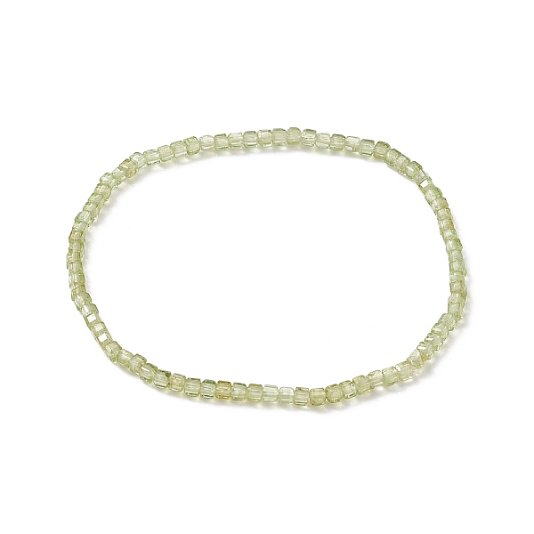 

PandaHall Natural Peridot Cube Beaded Stretch Bracelet for Women, Inner Diameter: 2-1/8 inch(5.5cm) Peridot