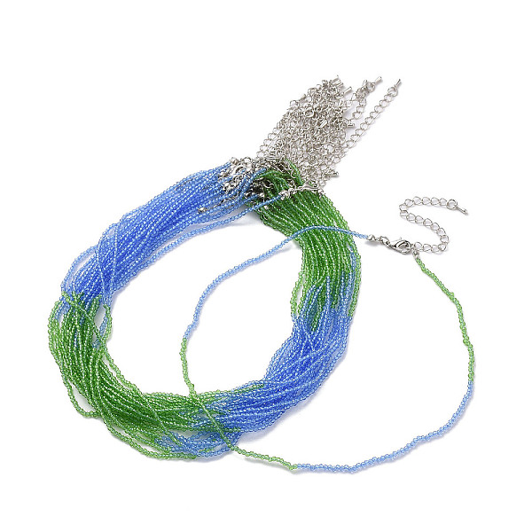 

PandaHall Faceted Rondelle Glass Beaded Necklace for Women, with Alloy Clasps, Dodger Blue, 15.16~15.94 inch(38.5~40.5cm), 2mm Glass...