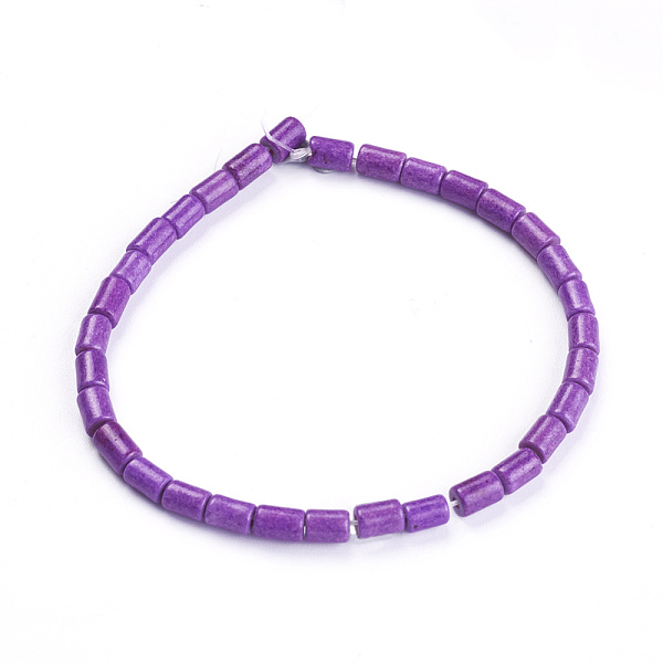 

PandaHall Synthetic Howlite Beads Strands, Dyed, Column, Dark Violet, 5~5.5x3.5mm, Hole: 0.8mm, about 31pcs/strand, 6.1 inch(15.5cm)..., Purple