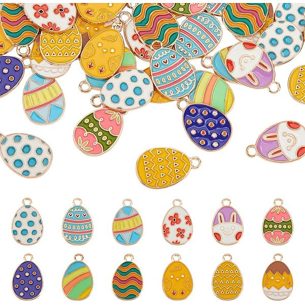 

PandaHall OLYCRAFT 48Pcs Easter Alloy Enamel Pendants Egg Rabbit Pendant Charms 12Styles Easter Charms for Necklace Bracelet Jewelry Making..., Multicolor