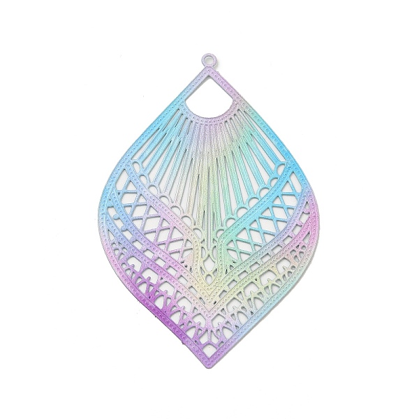 

PandaHall Spray Painted 430 Stainless Steel Big Pendants, Leaf Charm, Colorful, 56x37.5x0.5mm, Hole: 1.5mm 430 Stainless Steel Leaf