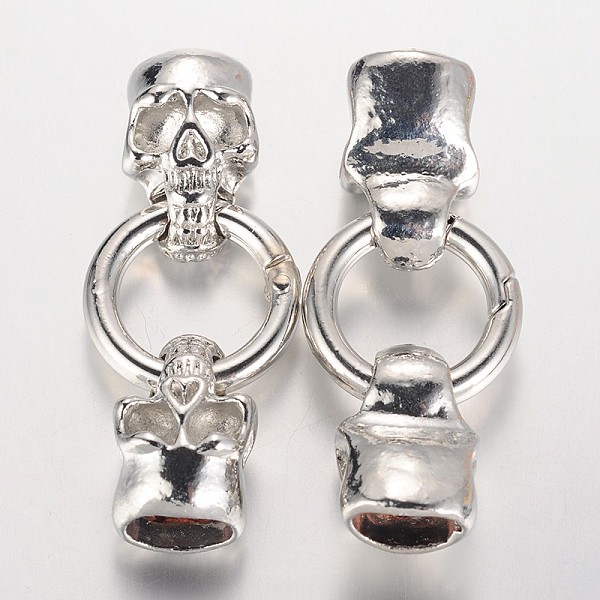 

PandaHall Skull Brass Spring Gate Rings, O Rings, Platinum, 6 Gauge, 58mm Brass