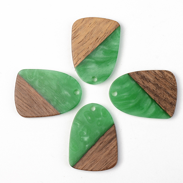 

PandaHall Opaque Resin & Walnut Wood Pendants, Teardrop, Green, 28x20x3mm, Hole: 2mm Resin+Wood Teardrop Green