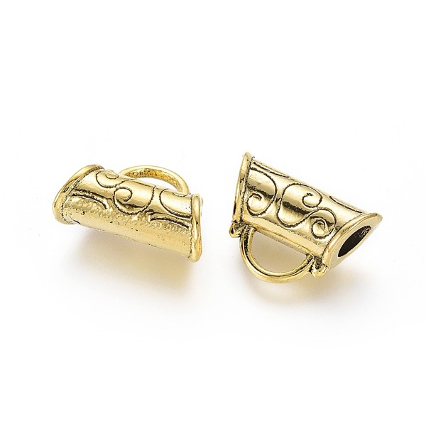 

PandaHall Tibetan Style Alloy Hangers, Bail Beads, Cadmium Free & Nickel Free & Lead Free, Antique Golden, 20.5x14.5x9mm, Hole: 5.5mm Alloy...