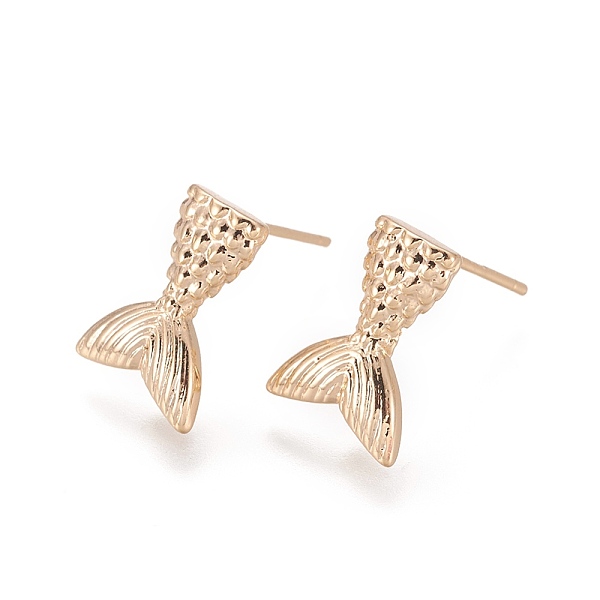 

PandaHall Brass Stud Earring Findings, with Loop, Fish Tail, Long-Lasting Plated, Nickel Free, Real 18K Gold Plated, 13x9.5x1.8mm, Hole: 1mm...