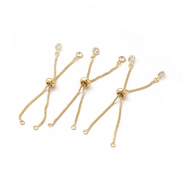 

PandaHall Adjustable Brass Glass Slider Bracelets, Box Chains for Link Bracelet Making, Real 18K Gold Plated, 5-5/8 inch(14.3cm), 1mm Brass..., Clear