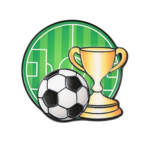 スポーツテーマのサッカーとトロフィーのエナメルピン