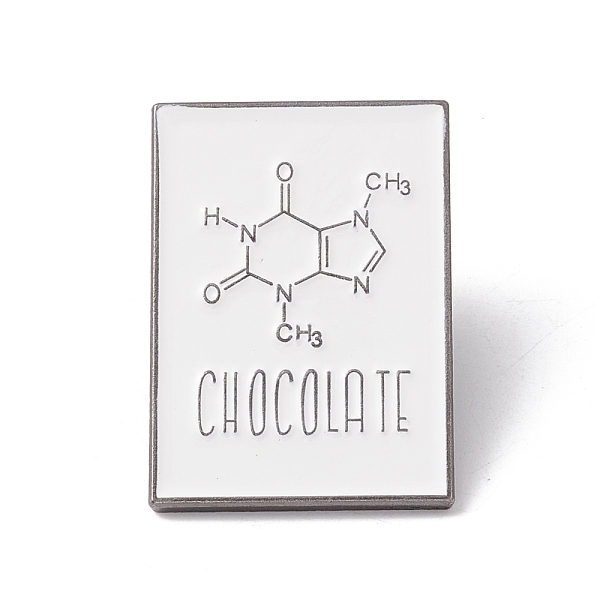 PandaHall Molecular Structure and Word Chocolate Enamel Pin, Rectangle Alloy Badge for Teachers' Day, Gunmetal, White, 30.5x21.5x1.5mm, Pin...