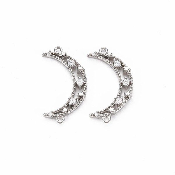 

PandaHall Brass Micro Pave Clear Cubic Zirconia Connector Charms, Nickel Free, Moon, Real Platinum Plated, 13x24x2mm, Hole: 1mm Brass+Cubic...